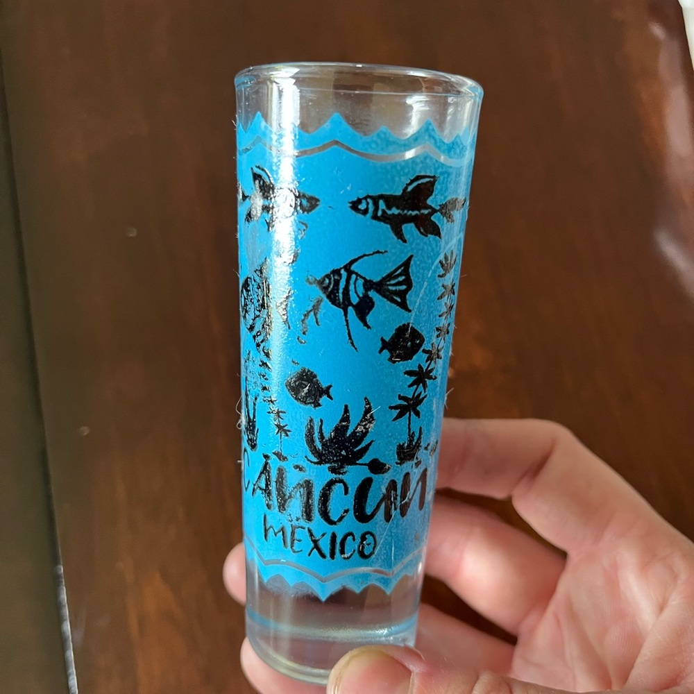 Blue Cancun Mexico Shot Glass